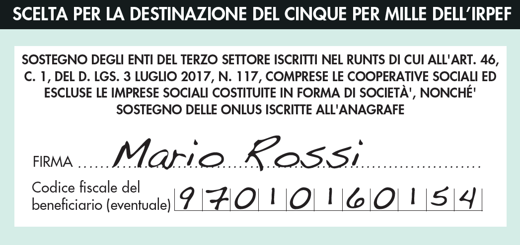 istruzioni compilazione scelta 5x1000 Associazione CAF