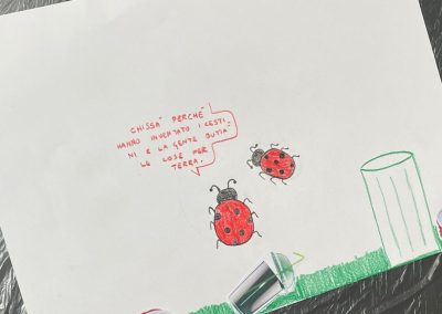 Disegno realizzato da un bmabino accolto in comunità durante uno dei laboratori del progetto "Come api mellifere" - Associazione CAF